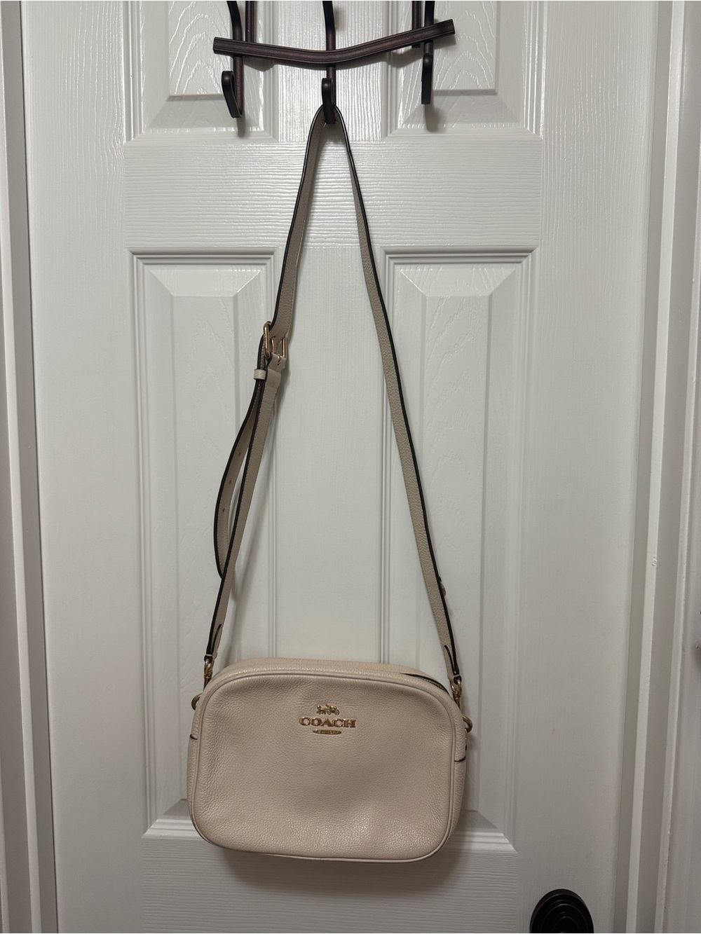 Coach Pebbled Leather Crossbody Bag in Cream with Gold Hardware